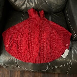 Carters Toddler Soft Turtleneck Cable Knit Poncho  Red Size 4t New
